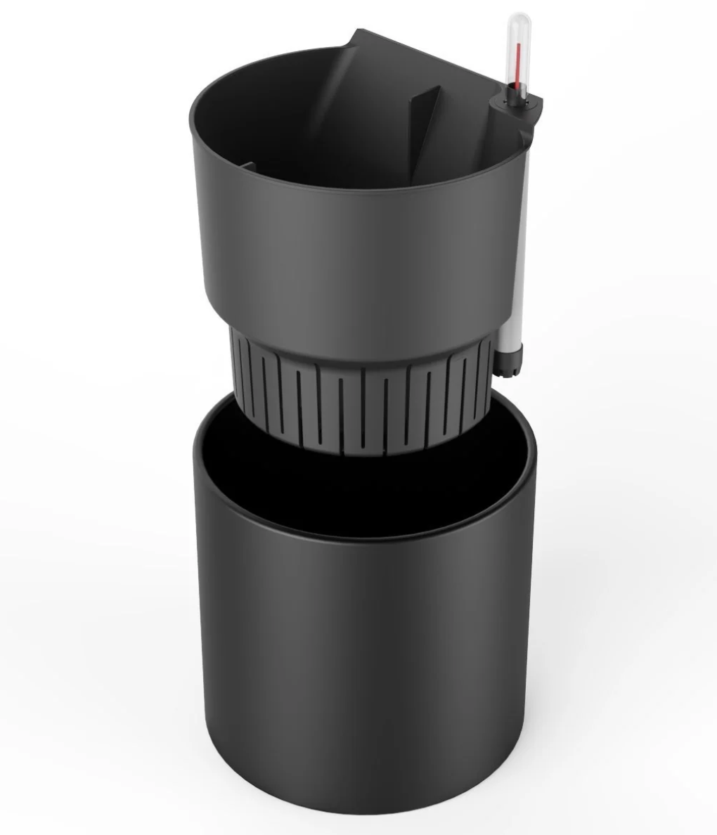 Large ceramic self watering planter - Black